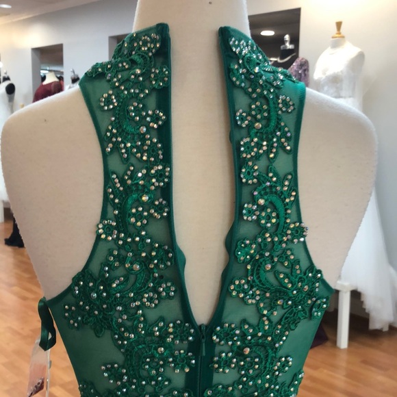 Green prom dress with tiny rhinestones - Picture 5 of 8